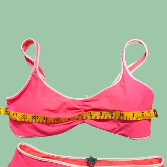 💖 Aerie Hot Pink Ruched Bikini Set with Contrast Trim (Top XL / Bottom M) - Picture 3 of 11